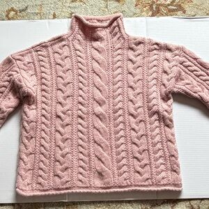 Garnet Hill Cashmere Cable Knit Turtleneck Sweater
